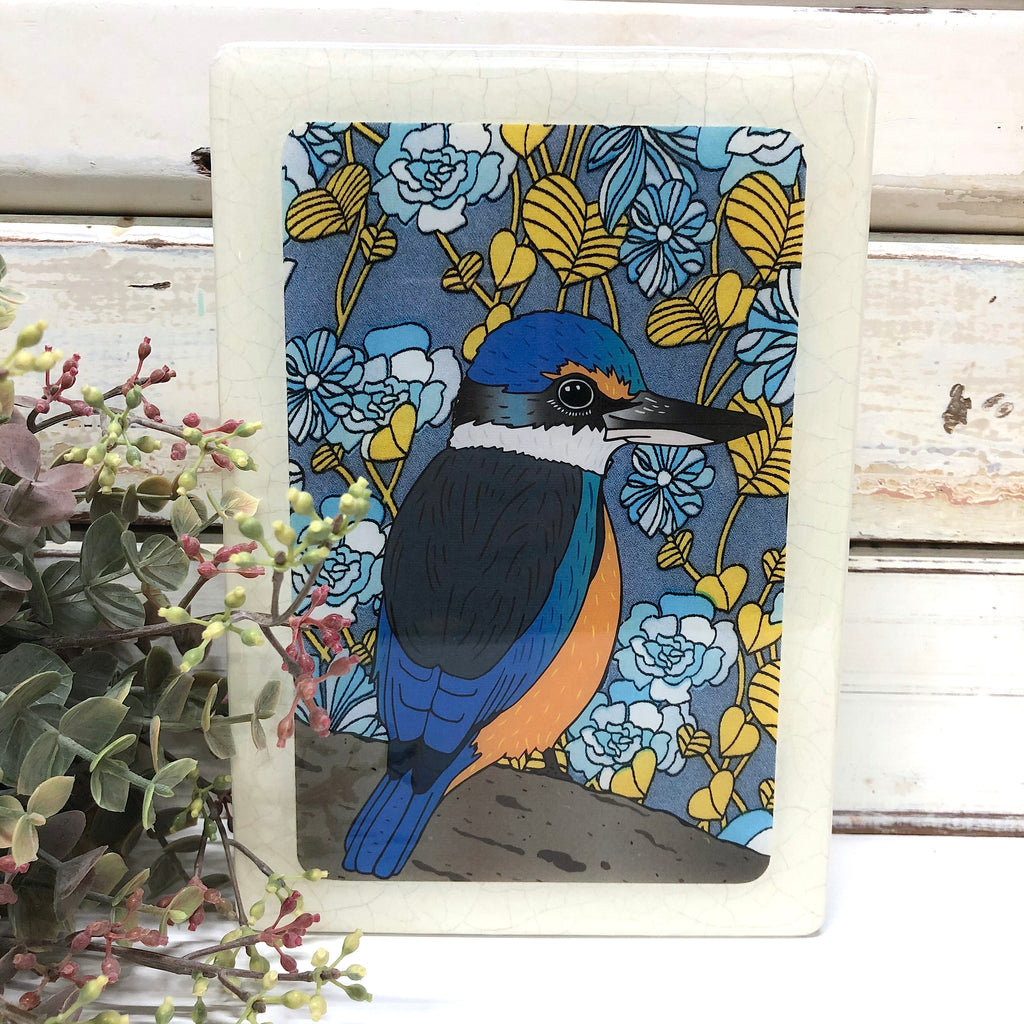 Beautiful wall art block featuring the Sacred Kingfisher