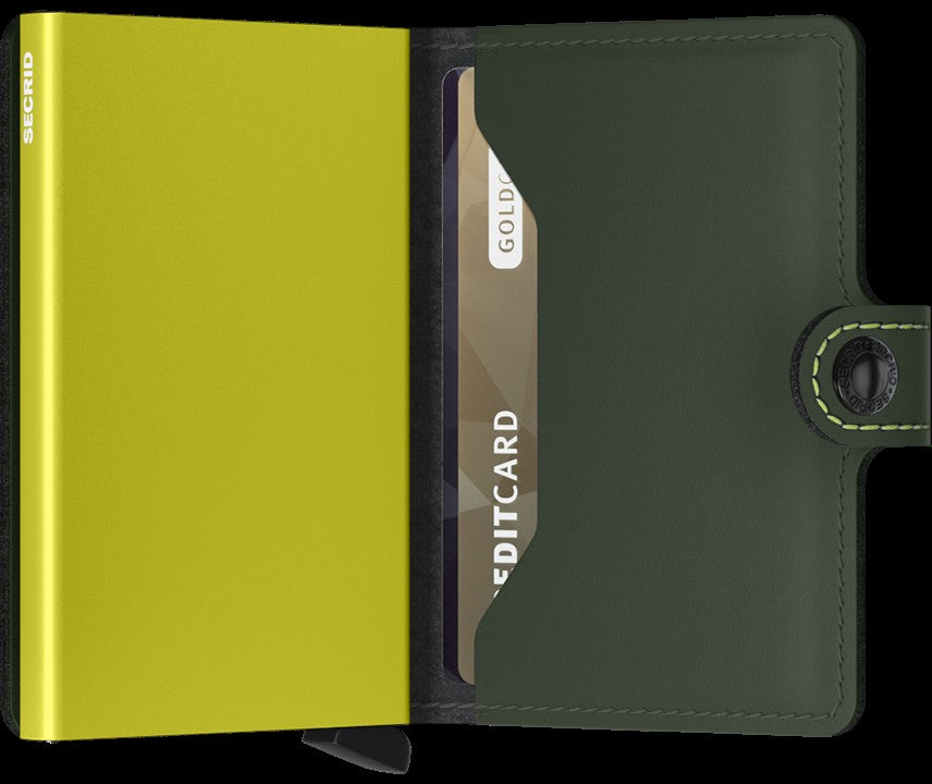 Secrid Mini Wallet made to hold credit cards, cash and has RFID protection