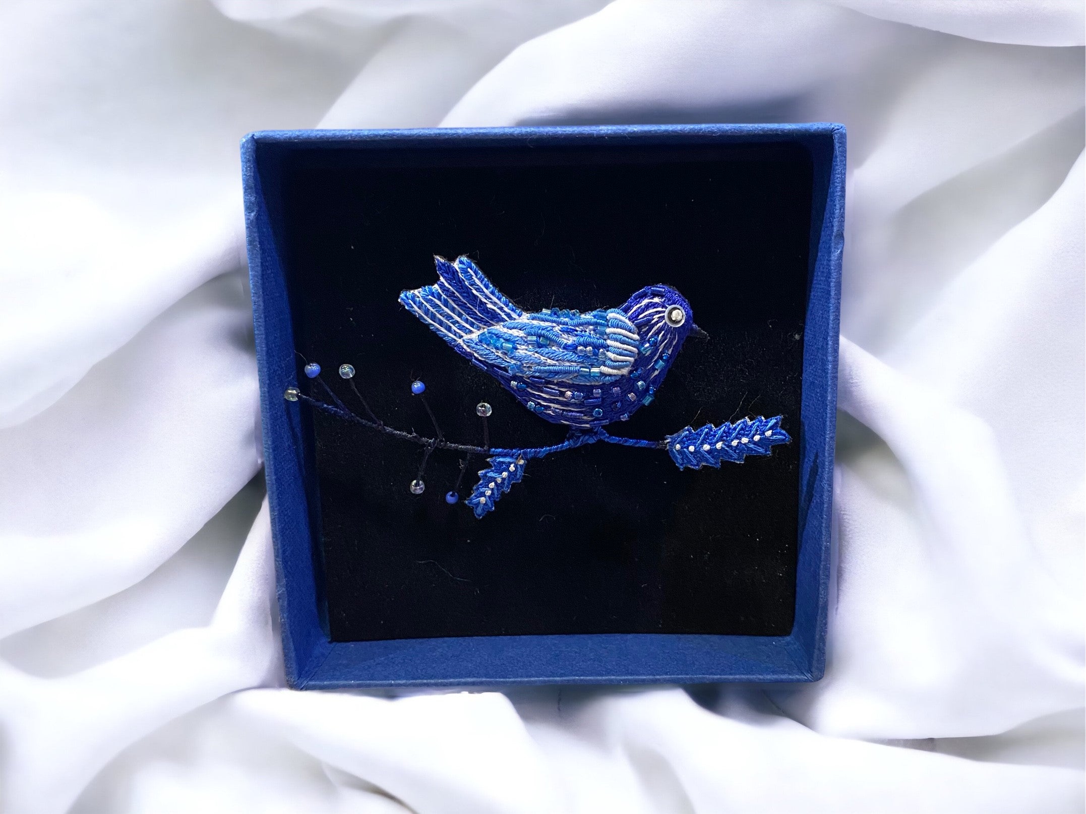 Trovelore Brooch, hand made in India, Blue Peace Dove