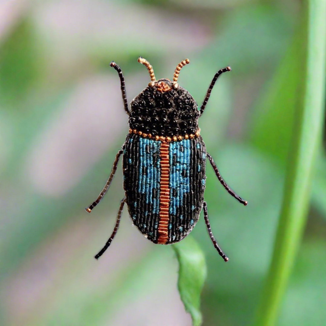 Brooch Electric Blue Beetle