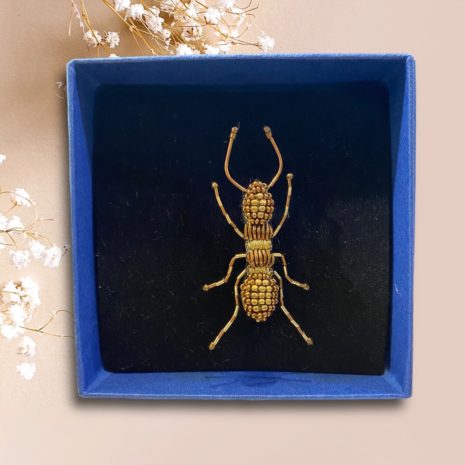 Trovelore brooch, hand made in India  Gold Ant