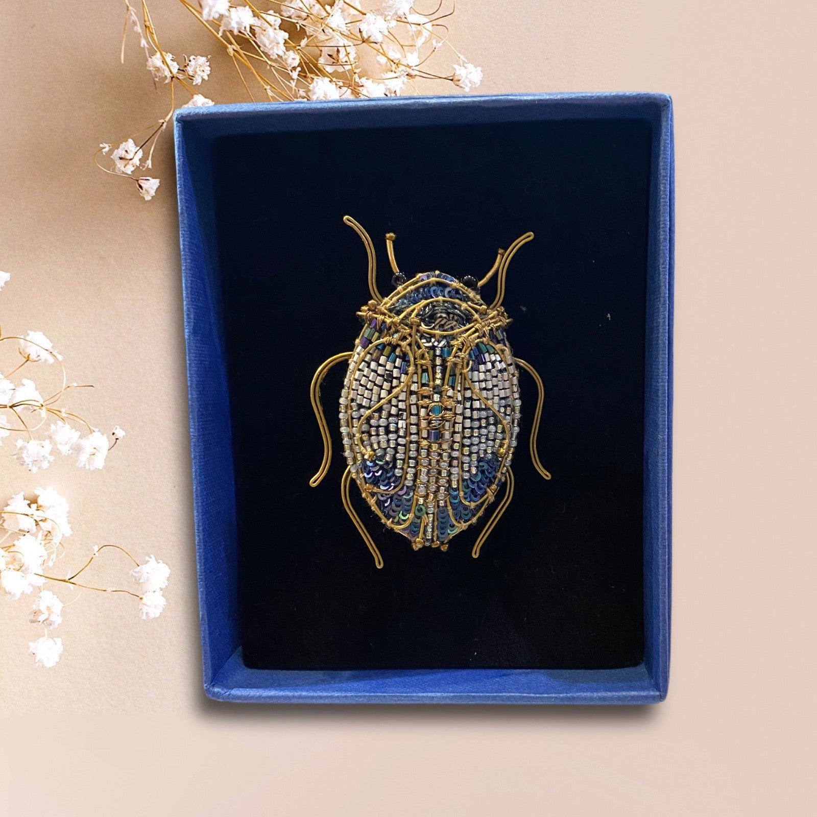 jeweled Scarab Trovelore Brooch, hand made in India