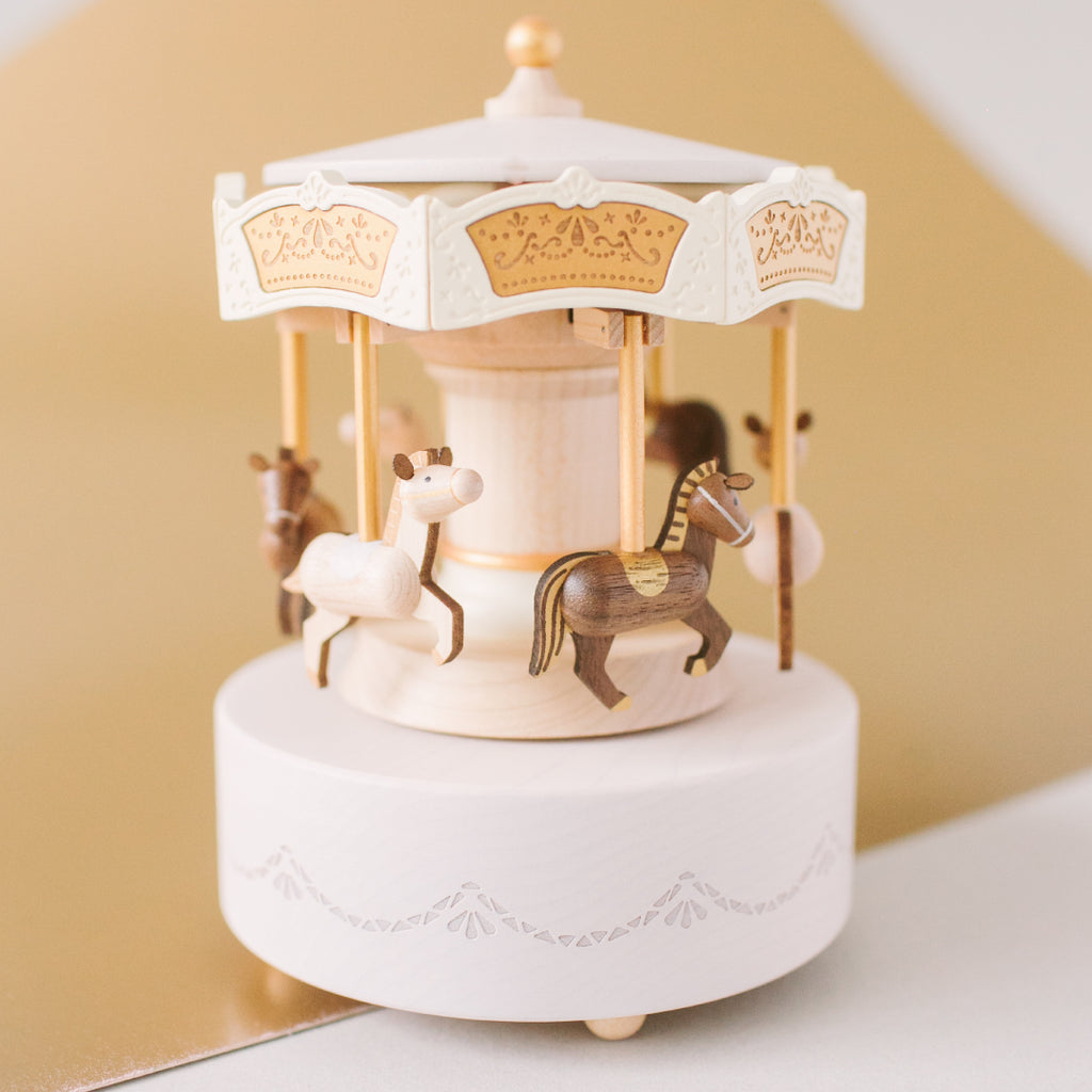Wooderful Life Carousel Double Around Up and Down Music Box