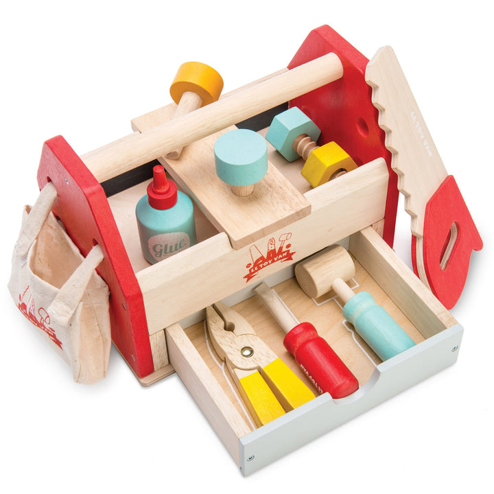 Childrens timber tool box set